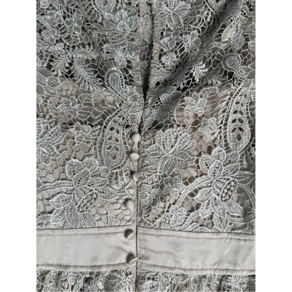 Adrianna Papell Lace Dress Ivory A-Line Sleeveless 10 Romantic Wedding Guest - Picture 12 of 14